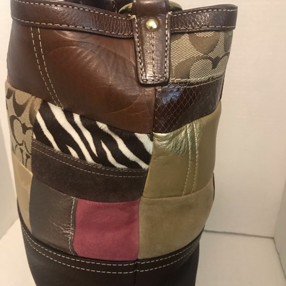 Coach Brown Leather and Suede Patchwork Design H0693-10434 plus Wristlet Tote - Picture 9 of 12